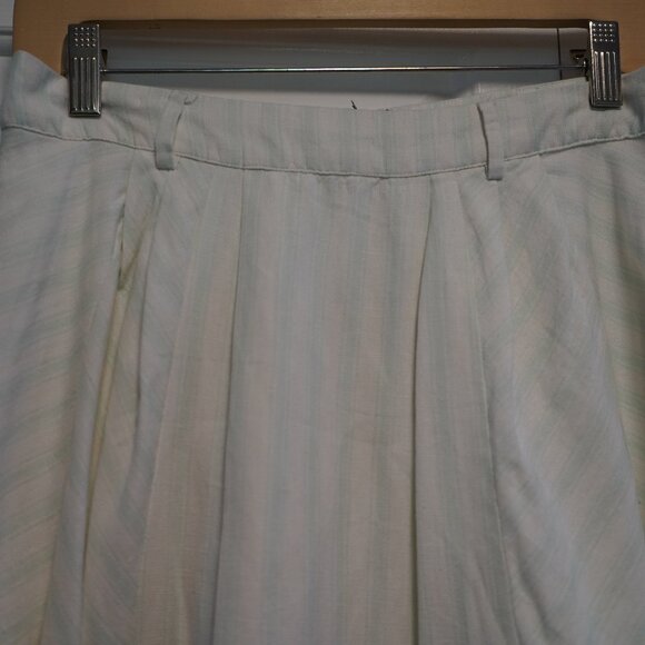 Anna Cate Size S White and Light Mint Green Long Zip Skirt Striped - Picture 8 of 9
